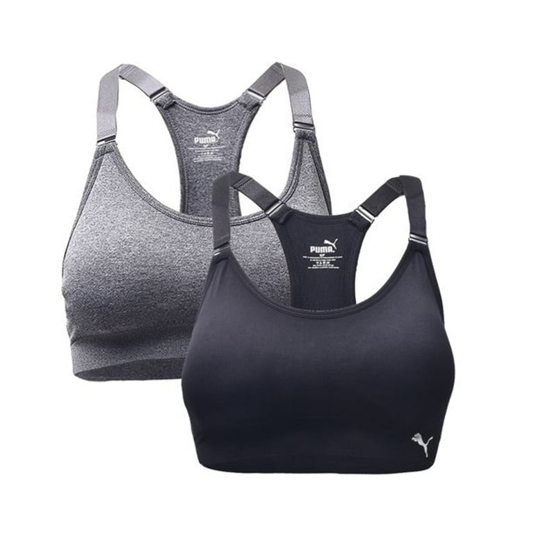 PUMA Womens Removable Cups Racerback Sports Bra 3 Pack 