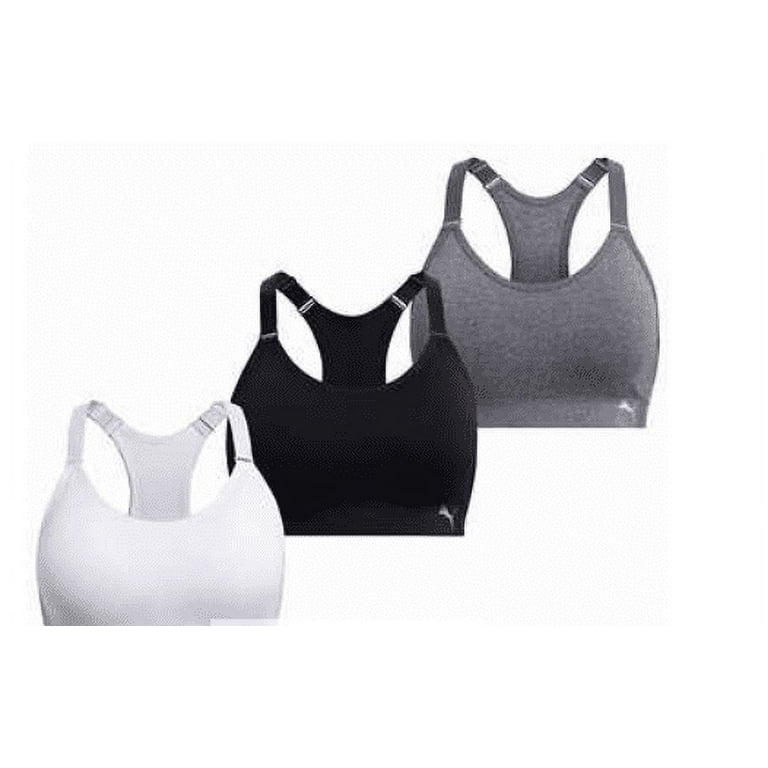 PUMA Women Sports Bra, 3-Pack Size: M, Color: Black/White/Gray