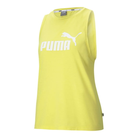 PUMA Womens Yellow Stretch Logo Graphic Sleeveless Crew Neck Tank Top M