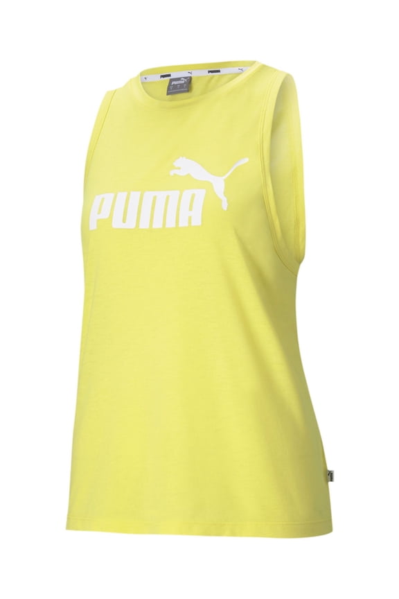 Womens Yellow Stretch Logo Graphic Sleeveless Crew Neck Tank Top M