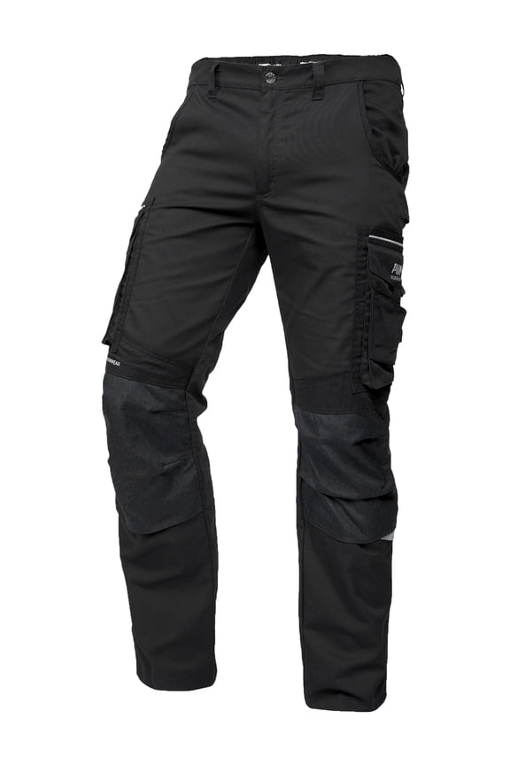 Workwear Precision X Work Pants for men - Premium Trousers with Multiple Pockets and Reinforced Knees - Ideal for Craftsmen, Manufacturing, and Construction - Black - 36W / 32L