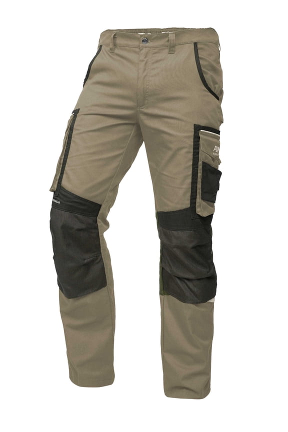 Workwear Precision X Work Pants for men - Premium Trousers with Multiple Pockets and Reinforced Knees - Ideal for Craftsmen, Manufacturing, and Construction - Brown/Black - 48W / 32L
