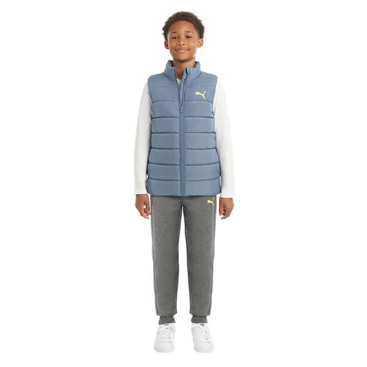 PUMA Youth Boy s 3 Piece Vest Clothing Set 1 Vest 1 Long Sleeve Shirt 1 Jogger Pant Blue XX Small 3 4 Walmart