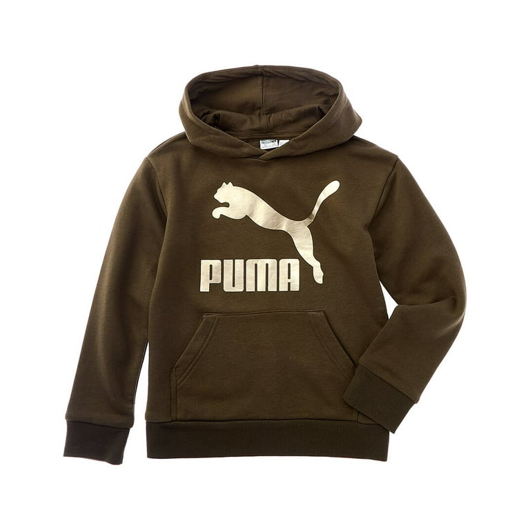 Khaki green puma hoodie sales