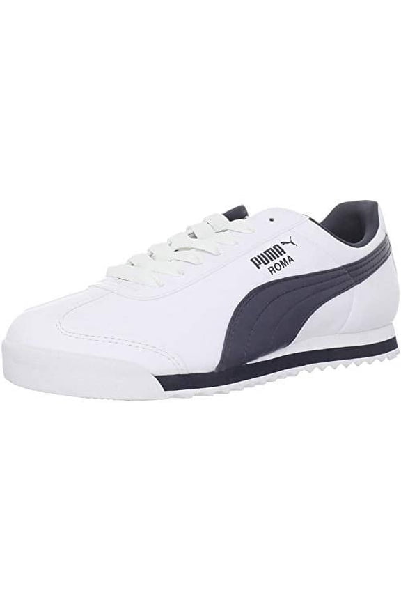 Men's Roma Basic Fashion Sneaker, White/New Navy - 7 D(M) US