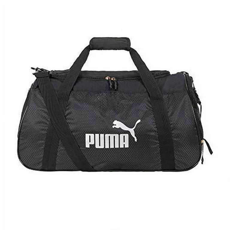PUMA womens Evercat No. 1 Logo Duffel Bags, Black/Silver PUMA womens Evercat No. 1 Logo Duffel Bags, Black/Silver