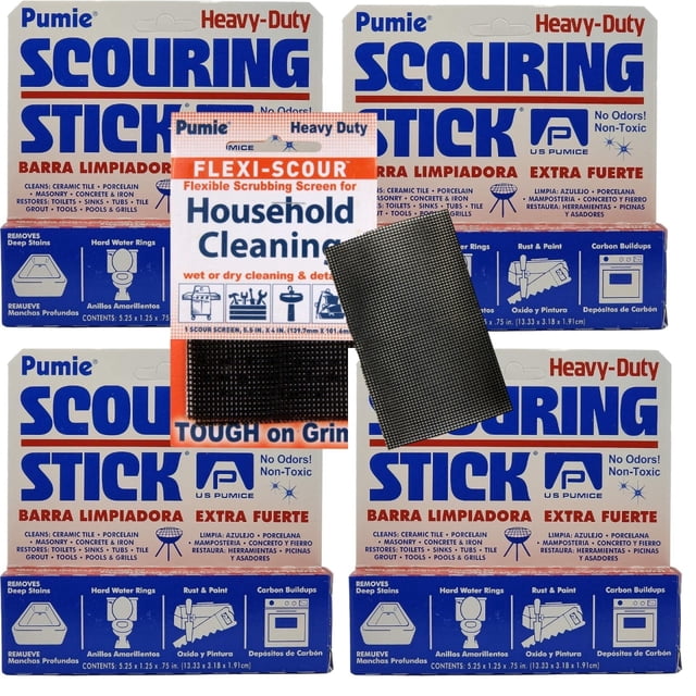 Toilite Ring PUMIE 4-Pack Heavy Duty Pumice Scouring Sticks with Flexi Scour Pad for ...