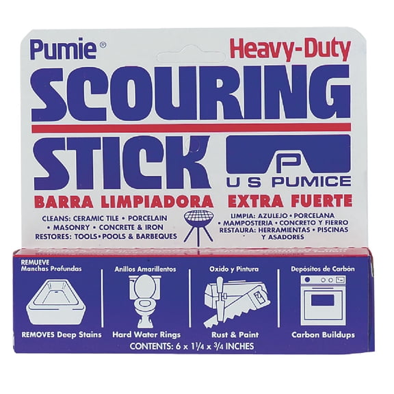 Pumie Scouring Stick Heavy Duty - Removes Stains, Hard Water Rings, Rust - 4 Pack
