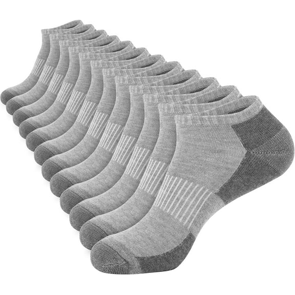 PUMIER 12 Pack Mens One Size Cushioned Ankle Socks, Low Cut Breathable Casual Socks (Shoe Size 6-11)
