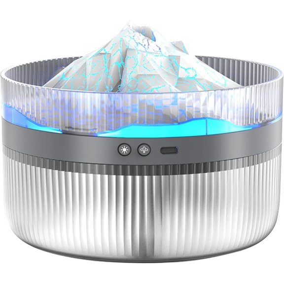 PUMIER 2L Cool Mist Humidifier with Volcano Design, Essential Oil Diffuser & Adjustable Flame Light - Ultrasonic Quiet Humidifier for Bedroom, Office, Home Decor (Multi-Color LED)