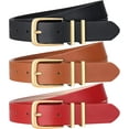 thumbnail image 1 of PUMIER 3 Pack Women Belts For Jeans Dresses Pants Ladies Leather Waist Belt with Gold Buckle Thanksgiving Day, Birthday, Christams Day Gift, 1 of 6