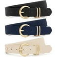 thumbnail image 1 of PUMIER 3 Pack Women Belts For Jeans Dresses Pants Ladies Leather Waist Belt with Gold Buckle Thanksgiving Day, Birthday, Christams Day Gift, 1 of 3