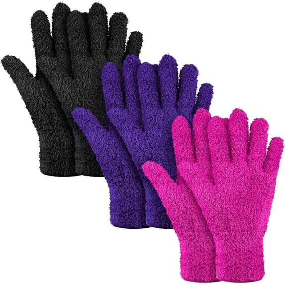 PUMIER 3 Pairs Microfiber Plant Dusting Gloves Leaf Cleaning Gloves for Indoor Plants, Blinds, Furniture, House(Medium,Dark Blue, Gray, Khaki)