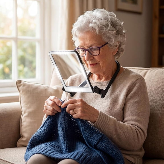 PUMIER 3X Hands-Free Neck Vision Aid with 40 LED Lights, 3 Light Modes & Adjustable Brightness - Reading Assistant for Crafts, Close Work & Seniors