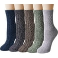 thumbnail image 1 of PUMIER 5 Pairs Wool Socks for Women Stocking Stuffers Gifts Winter Warm Hiking Crew Boot Socks, 1 of 5