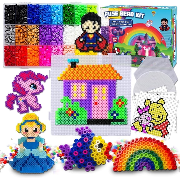 PUMIER 5mm Fuse Beads Ultimate Craft Kit: 5200/5500/23000Beads, 22/24 Colors, 111 Patterns, 9 Pegboards & Tweezers | DIY Arts and Crafts Gift for Kids, Teens, Adults Ages 5+