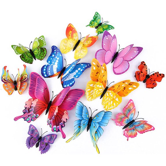 PUMIER Butterfly Wall Decor - 24/48 PCS Reusable 3D Magnetic Butterfly Stickers Metal Decorations for Party Decoration