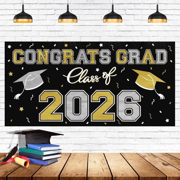 PUMIER Class of 2026 Graduation Backdrop Banner x32.7 Maroon Congrats Grad Decor, Plastic Photo Booth Background for 2026 Parties, Outdoor/Indoor Grad Supplies