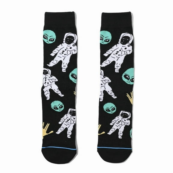 PUMIER Cross-Border New Skeleton Trendy Socks, Fashion Cotton Cartoon Unisex Mid-Crew Socks for Halloween