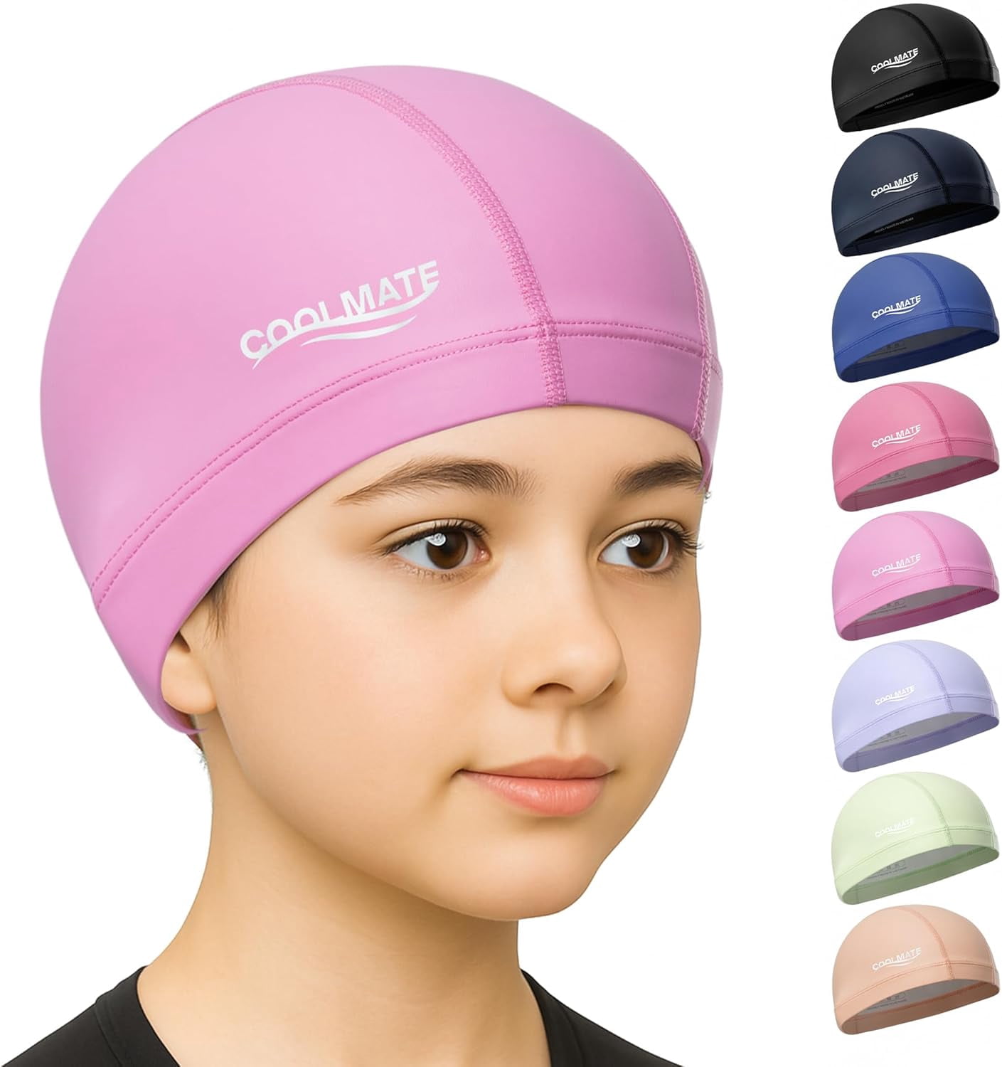 PUMIER Fabric Swim Cap for Women, Men & Kids - Water-Resistant Silicone ...