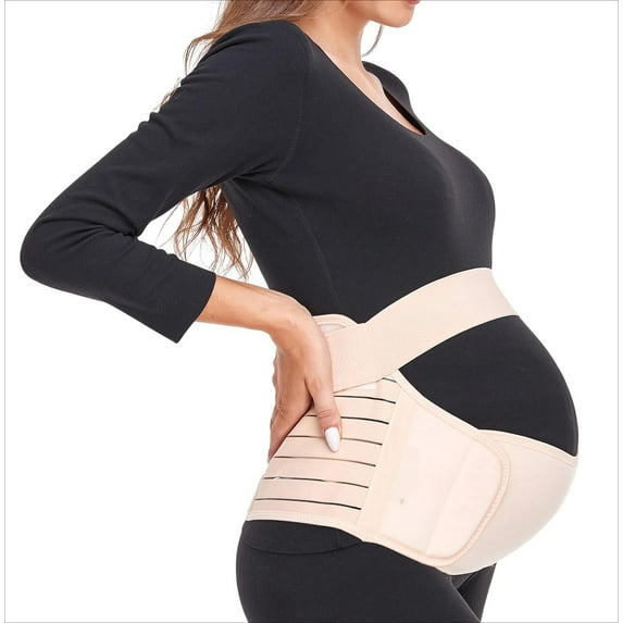 PUMIER Maternity Belt, Pregnancy 3 in 1 Support Belt for Back/Pelvic/Hip Pain, Maternity Band Belly Support for Pregnancy Belly Support Band (L: Fit Ab 39.5"-51.3", Black)