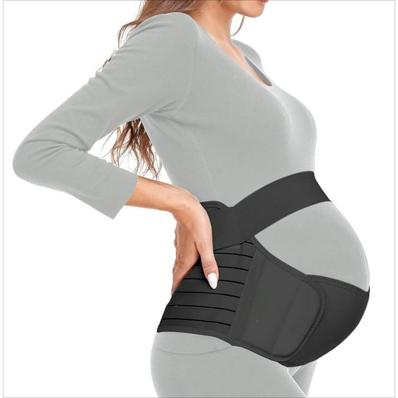 PUMIER Maternity Belt, Pregnancy 3 in 1 Support Belt for Back/Pelvic/Hip Pain, Maternity Band Belly Support for Pregnancy Belly Support Band (L: Fit Ab 39.5"-51.3", Black)