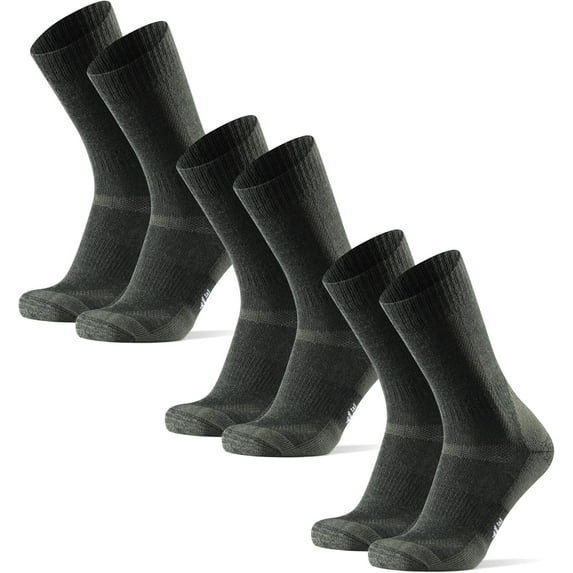 PUMIER Merino Wool Hiking Crew Socks for Men & Women, Cushioned Anti-Blister, Breathable - 3 Pairs