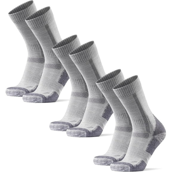 PUMIER Merino Wool Hiking Crew Socks for Men & Women, Cushioned Anti-Blister, Breathable - 3 Pairs