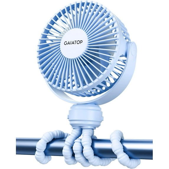 PUMIER Mini Clip On Fan with Tripod, 3 Speeds Rechargeable Battery, 360° Rotation & Quiet Cooling for Baby Stroller, Car Seat, Crib, Travel