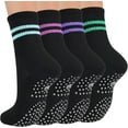 thumbnail image 1 of PUMIER Pilates Socks for Women with Non Slip Grippers, Yoga Crew Socks for Barre Hospital Sticky Slipper Socks 4 Pairs, 1 of 7