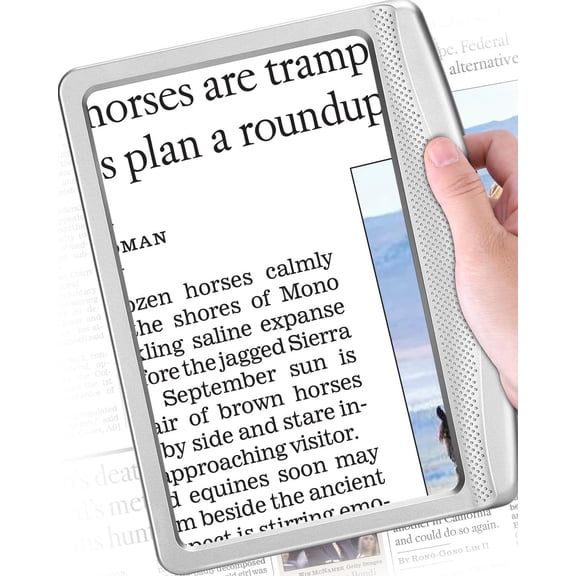 PUMIER Rechargeable Reading Light with Visual Aid - Large Page Book Enhancer for Seniors and Low Vision, Handheld LED Illumination Tool