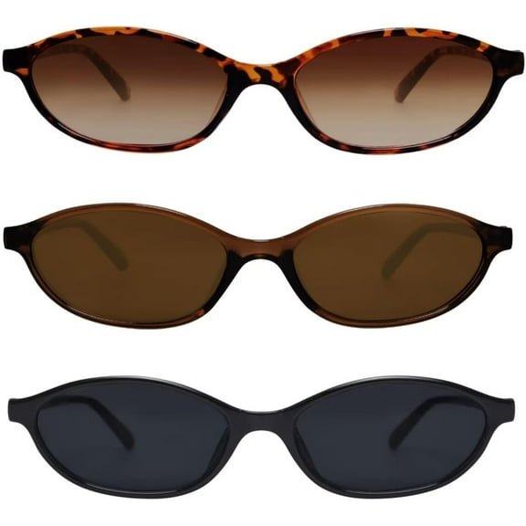 PUMIER Retro Oval Sunglasses for Women Chic Cat Eye 90s Sunnies Lightweight Narrow Shades Trendy UV protection Sun Glasses
