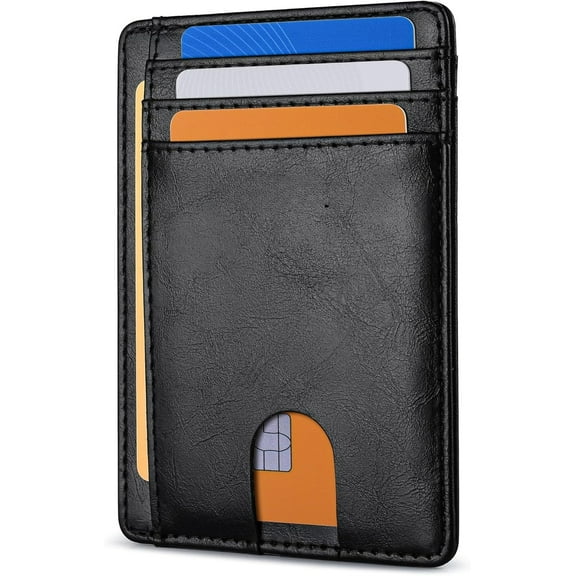 PUMIER Slim Minimalist Front Pocket RFID Blocking Leather Wallets for Men and Women - Cross Black