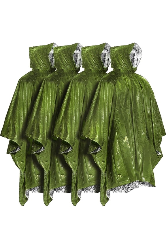 Survival Rain Poncho Emergency Mylar Space Blanket Camping Gear-Retain 90% of Body Heat Survival Gear for Survival Kits Camping Supplies Emergency Blankets