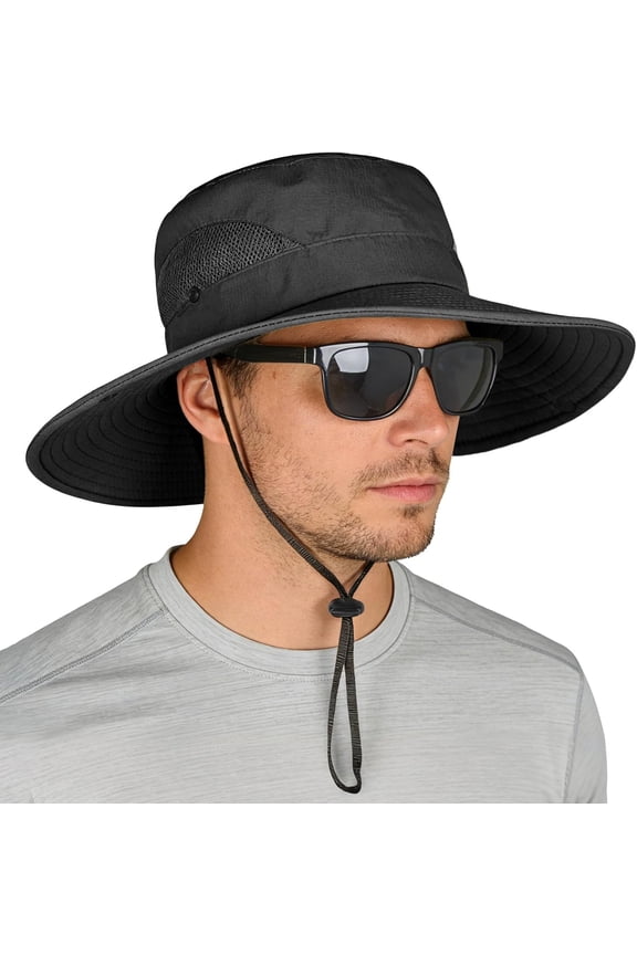 UPF50+ Wide Brim Sun Hat - Waterproof, Adjustable & Packable Boonie Hat for Men & Women, Multi-Color