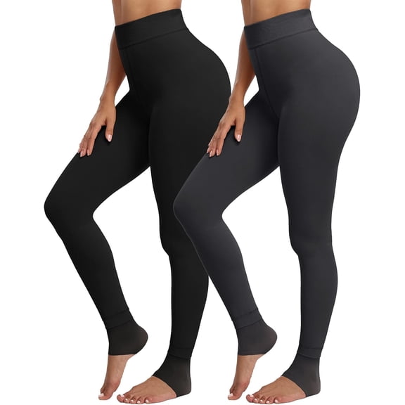 PUMIER Women's Fleece Lined Tights - Fake Sheer Warm Pantyhose Thick Winter Leggings