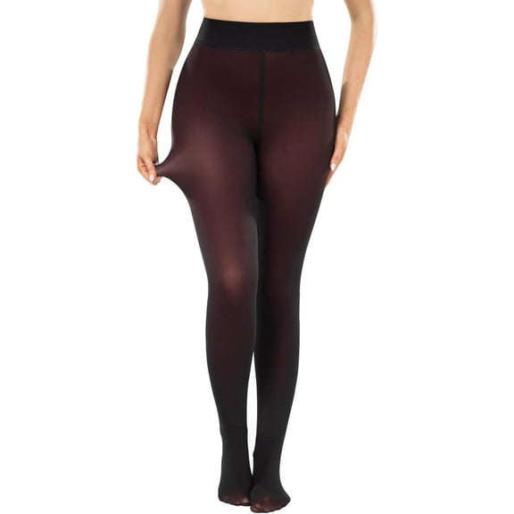 PUMIER Women's Fleece Lined Tights - Fake Sheer Warm Pantyhose Thick Winter Leggings