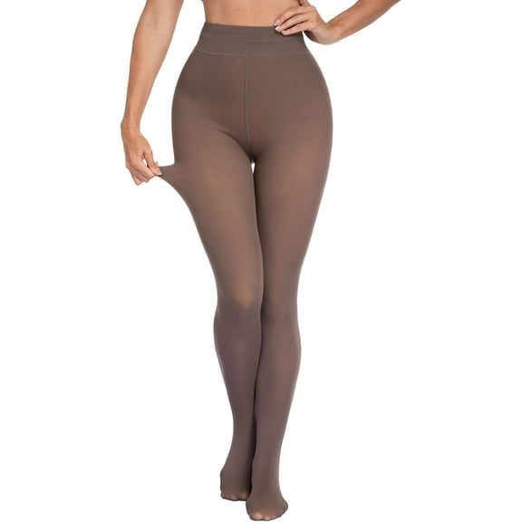 PUMIER Women's Fleece Lined Tights - Fake Sheer Warm Pantyhose Thick Winter Leggings