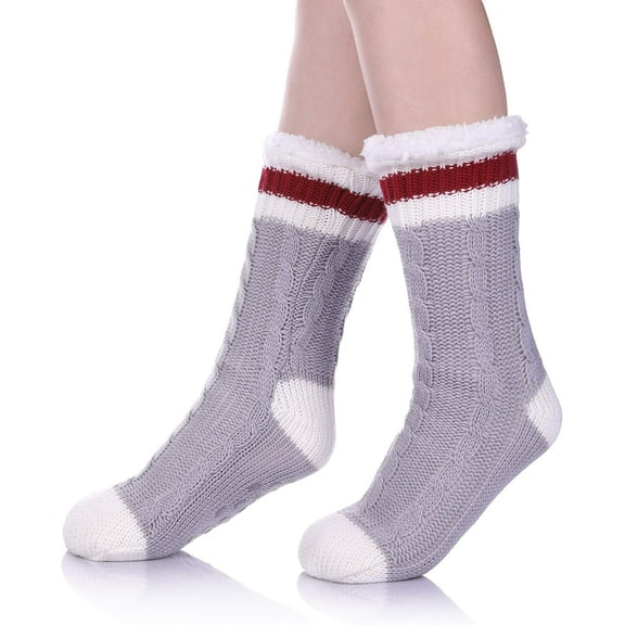 PUMIER Women's Winter Super Soft Warm Cozy Fleece Lined Fuzzy Slipper Socks with Grippers
