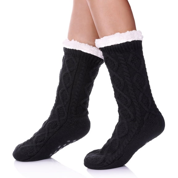 PUMIER Women's Winter Super Soft Warm Cozy Fleece Lined Fuzzy Slipper Socks with Grippers