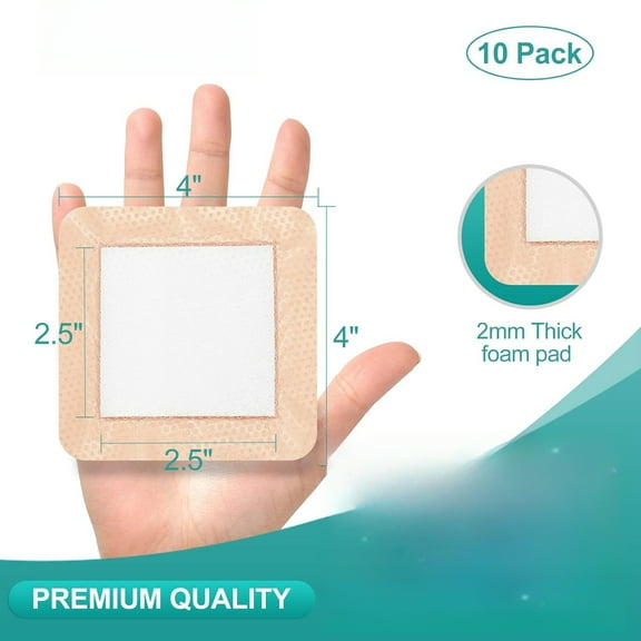 PUMIER Wound Dressing Sacrum Foam Bandages Silicone Adhesive Border 7"x7" Waterproof Sacral Pads Absorbent Breathable Bed Sore Pressure Dressing