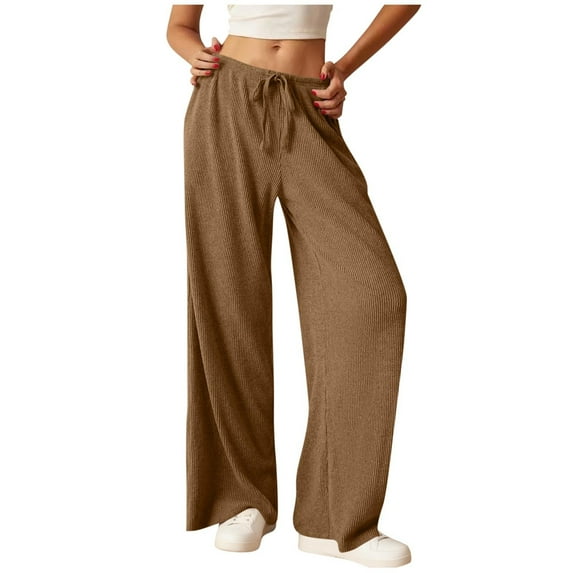 PUMISAS Athletic Joggers Pants For Womens Drawstring Loose Knitted Pants Sports Trousers