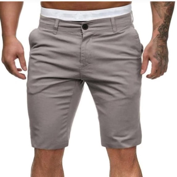 PUMISAS Cargo Shorts For Men Elastic And Adjustable Waistband Pants Summer Solid Color Button Up Pants Casual Loose Half Length Athleisure Shorts With Pockets