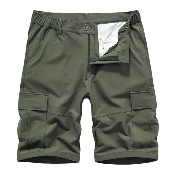 PUMISAS Cargo Shorts For Men Elastic And Adjustable Waistband Pants Summer Solid Color Button Zipper Pants Casual Loose Half Length Shorts With Multi Pockets