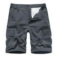 thumbnail image 1 of PUMISAS Cargo Shorts For Men Elastic And Adjustable Waistband Pants Summer Solid Color Button Zipper Pants Casual Loose Half Length Shorts With Multi Pockets, 1 of 9
