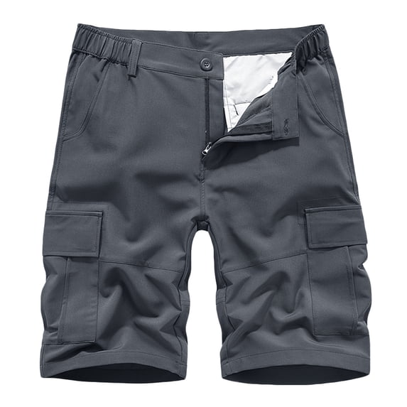 PUMISAS Cargo Shorts For Men Elastic And Adjustable Waistband Pants Summer Solid Color Button Zipper Pants Casual Loose Half Length Shorts With Multi Pockets