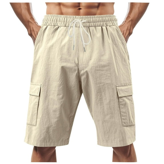 PUMISAS Casual Sports Shorts For Men Exercise Running Sweatpants Solid Color Loose Athleisure Shorts Elastic Drawstring Pants With Multi Pockets