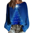 thumbnail image 1 of PUMISAS Christmas Sweaters For Women Crew Neck Christmas Printed Crochet Tops Winter Long Sleeve Knit Pullover Sweater Tops, 1 of 6