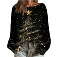 thumbnail image 1 of PUMISAS Christmas Sweaters For Women Crew Neck Winter Holiday Christmas Tree Print Long Sleeve Pullover Tops, 1 of 6