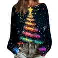 thumbnail image 1 of PUMISAS Christmas Sweaters For Women Crew Neck Winter Holiday Christmas Tree Print Long Sleeve Pullover Tops, 1 of 6